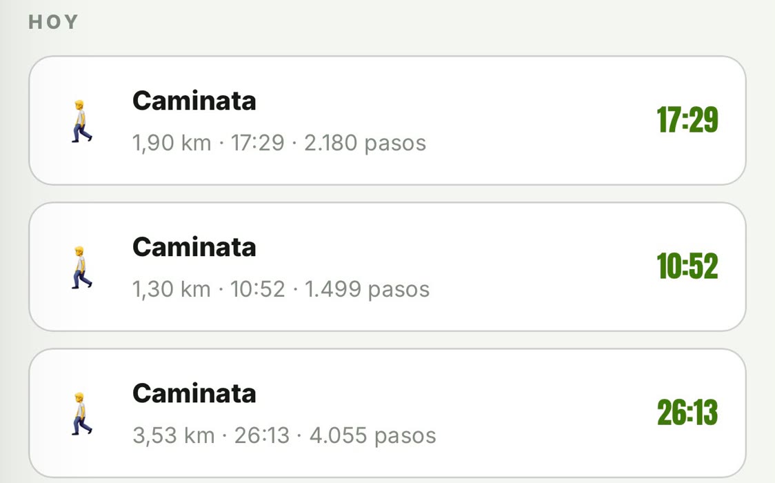 Actividad y caminatas