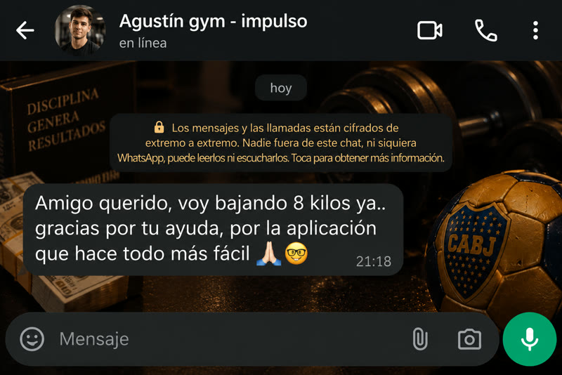 Testimonio de WhatsApp de un cliente de IMPULSO PRIME